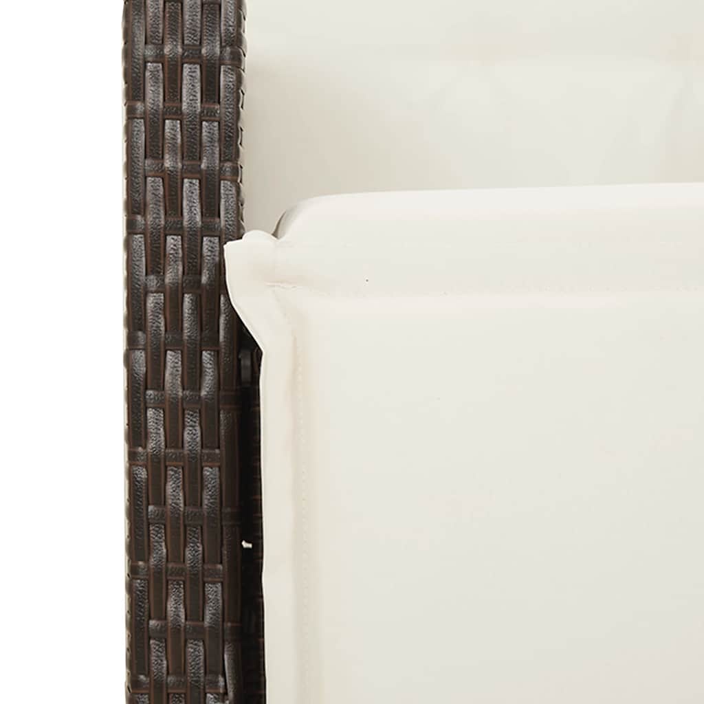 Ensemble à manger de jardin 5 pcs et coussins marron poly rotin