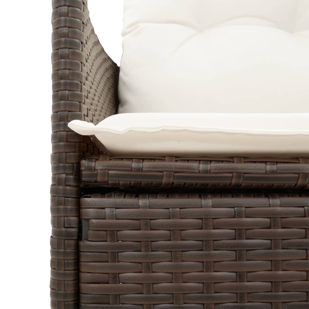 Ensemble à manger de jardin 5 pcs et coussins marron poly rotin