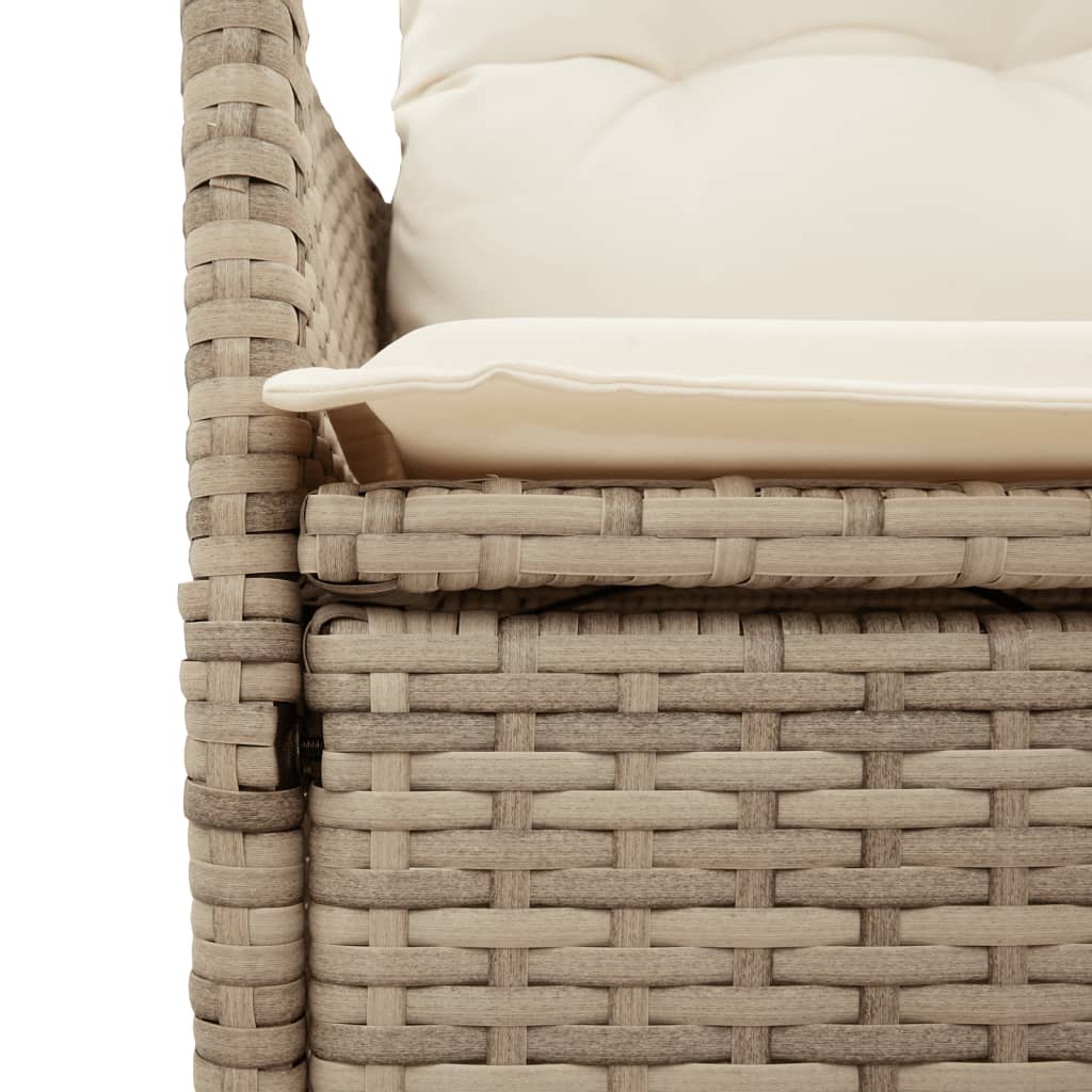 Ensemble à manger de jardin avec coussins 5pcs Beige poly rotin