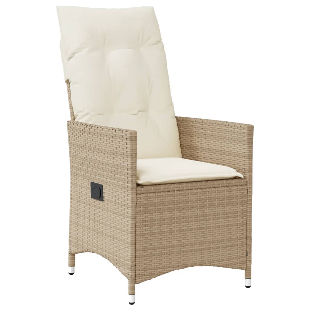 Ensemble à manger de jardin avec coussins 5pcs Beige poly rotin