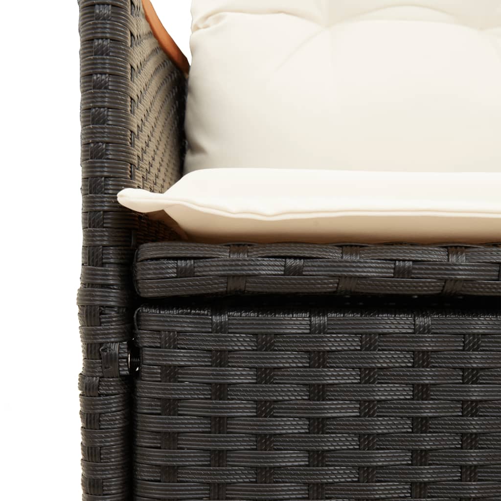Ensemble de bistro 3 pcs avec coussins noir résine tressée