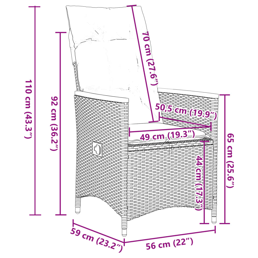Ensemble à manger de jardin 5 pcs coussins gris résine tressée