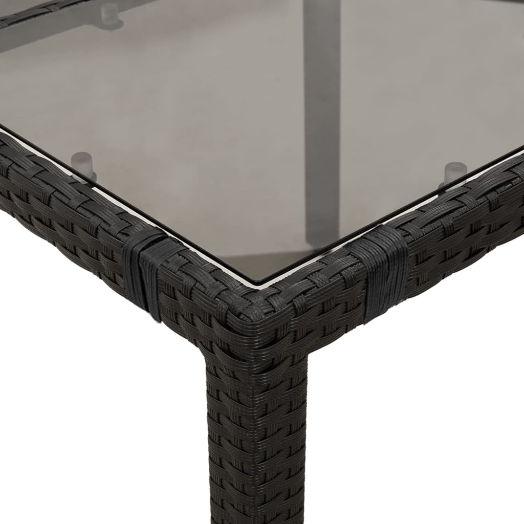 Ensemble à manger de jardin coussins 7pcs Noir Résine tressée
