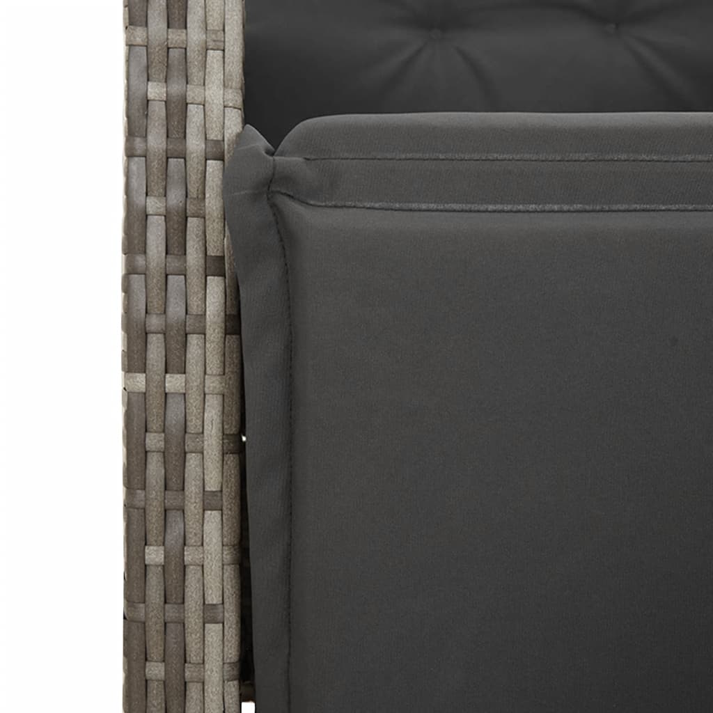 Ensemble de bistro de jardin 7 pcs coussins gris poly rotin