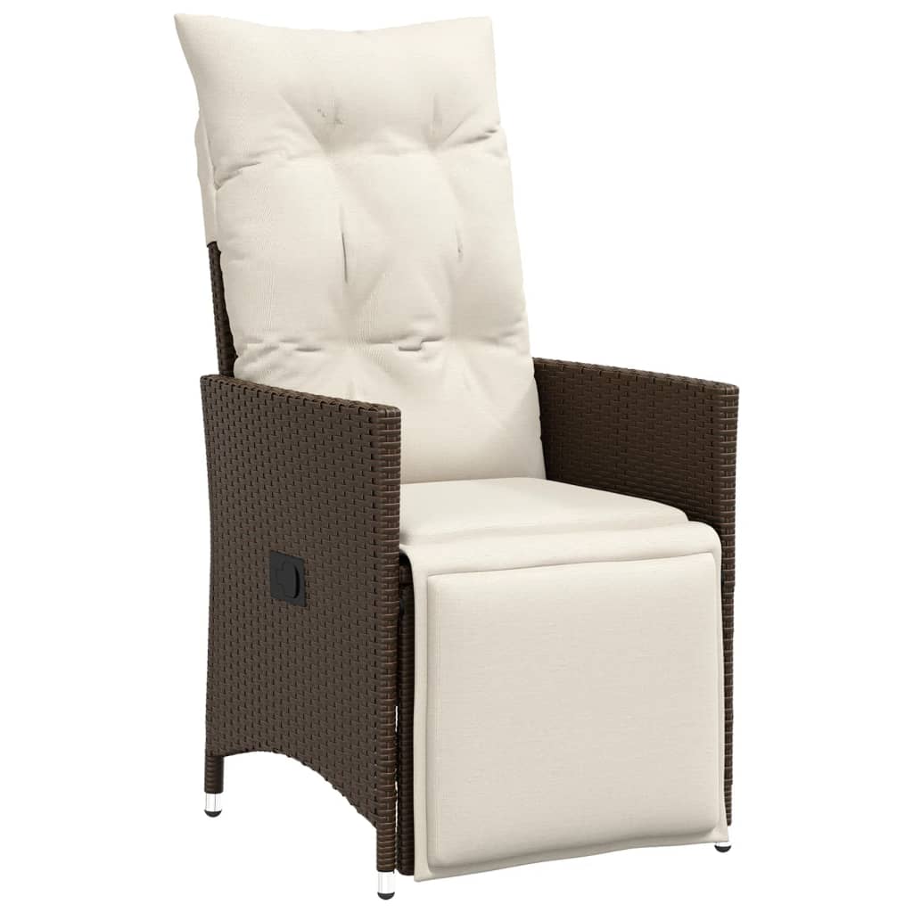 Ensemble de bistro de jardin 3 pcs coussins marron poly rotin