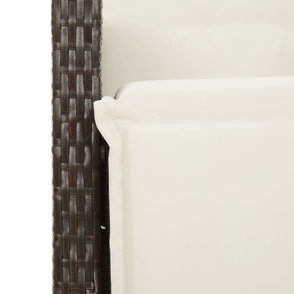 Ensemble de bistro de jardin 7 pcs coussins marron poly rotin