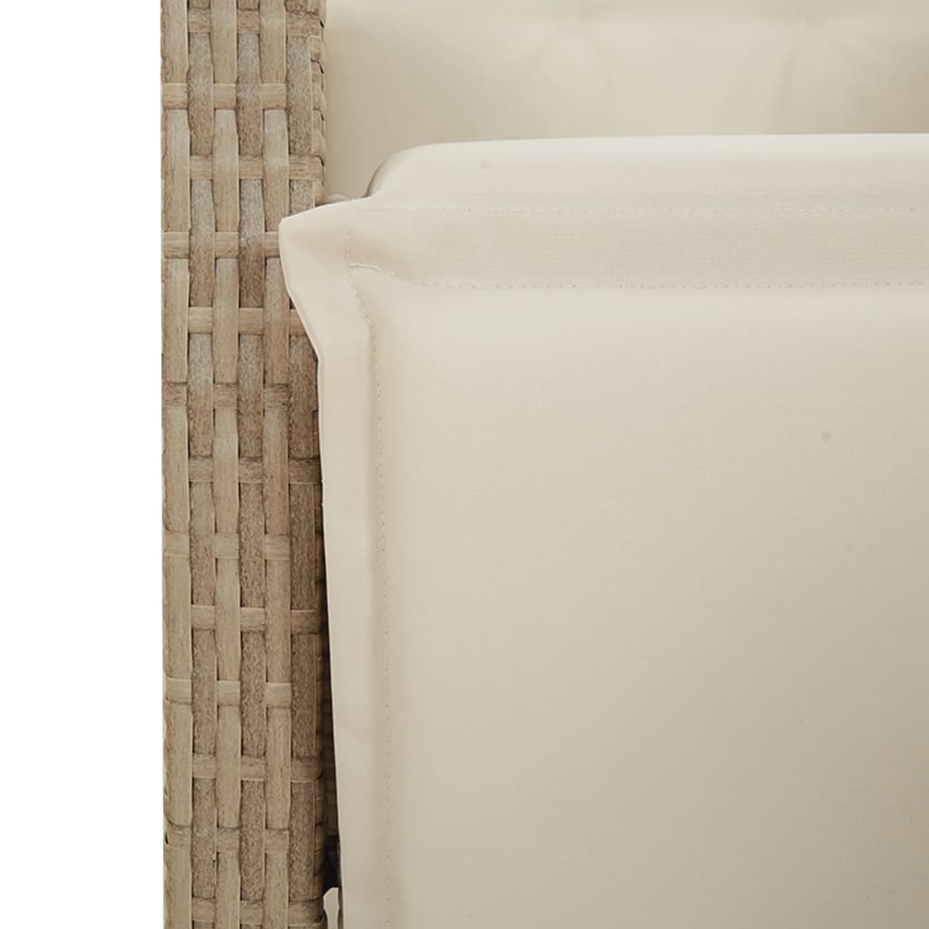 Ensemble de bistro de jardin 5 pcs coussins beige poly rotin