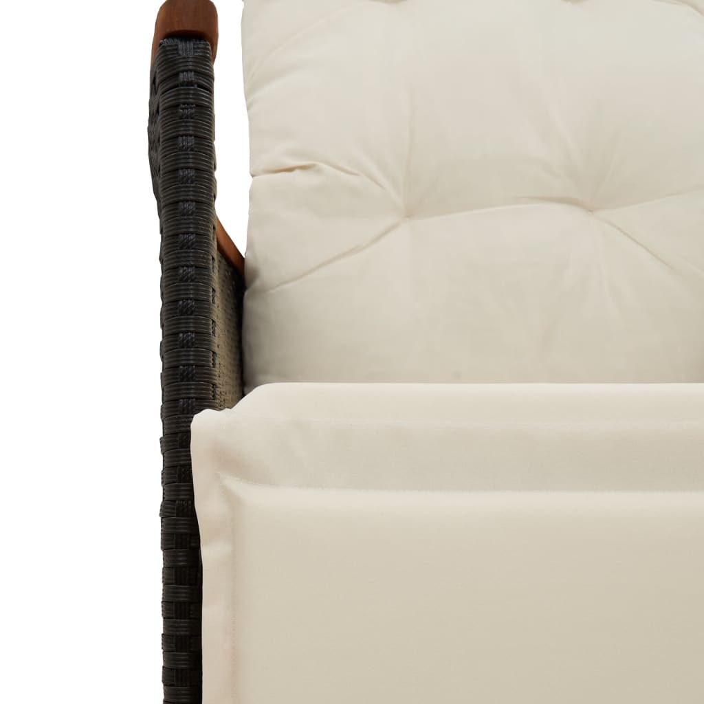 Ensemble de bistro de jardin 5 pcs coussins noir poly rotin