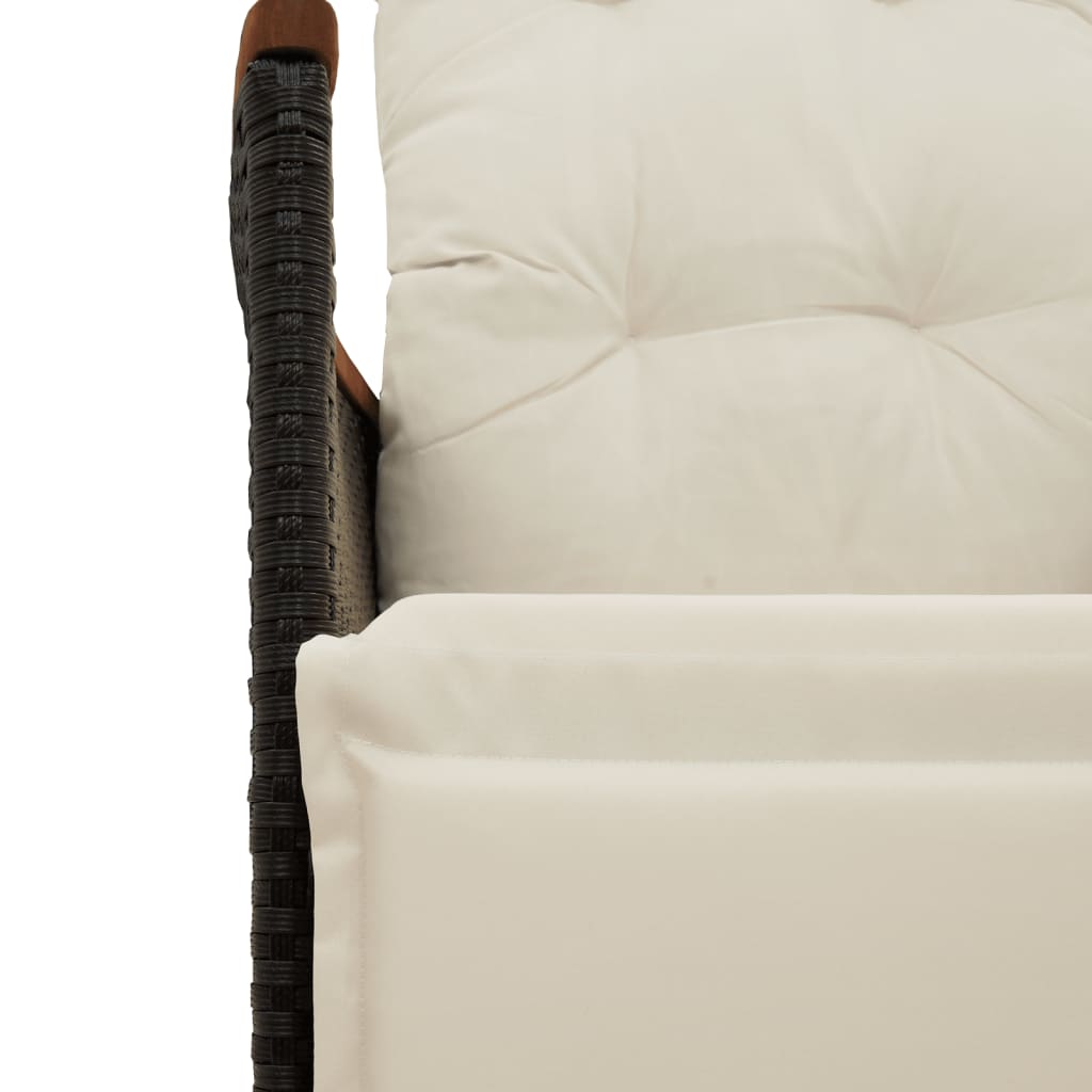 Ensemble de bistro de jardin 7 pcs coussins noir poly rotin