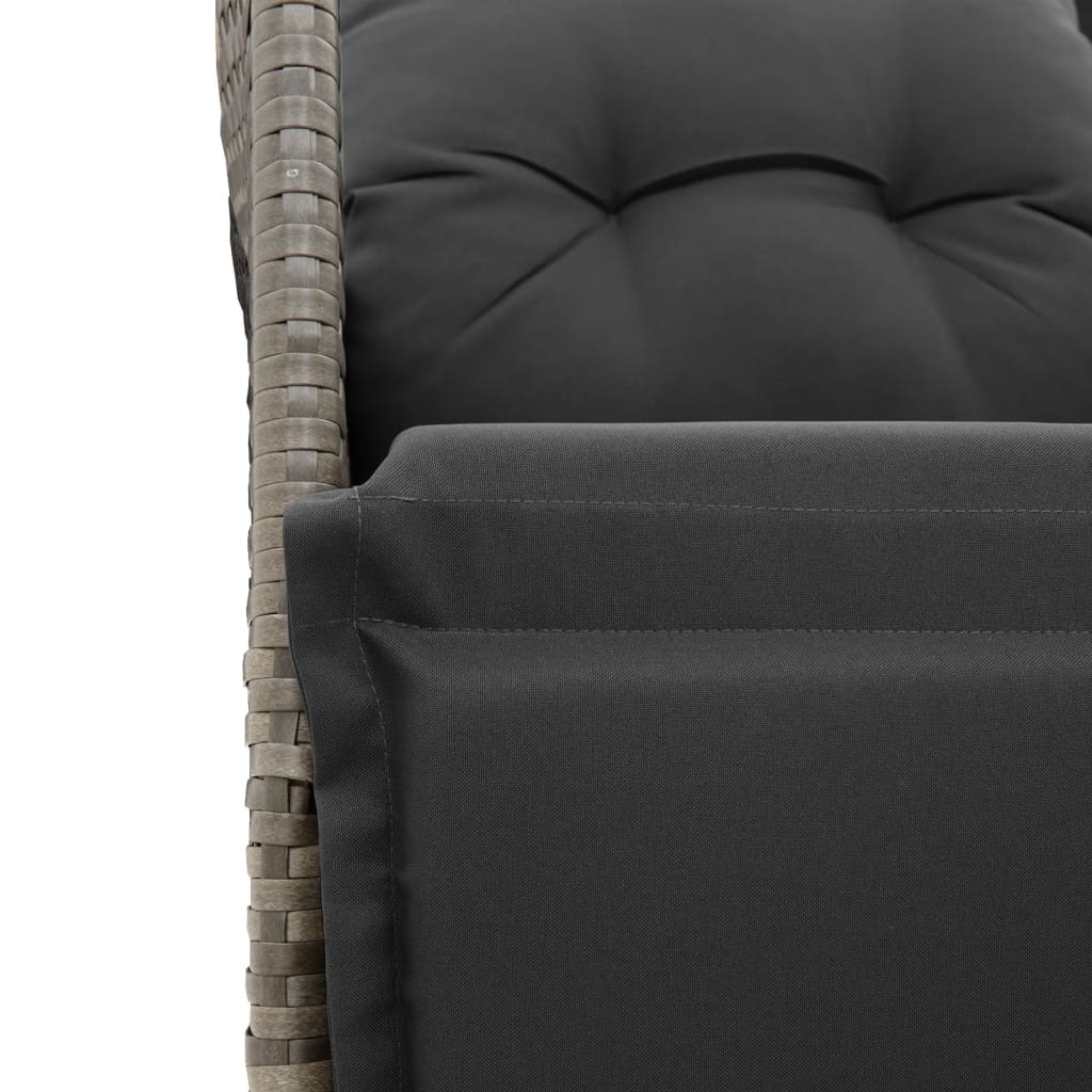 Ensemble de bistro de jardin 3 pcs coussins gris poly rotin