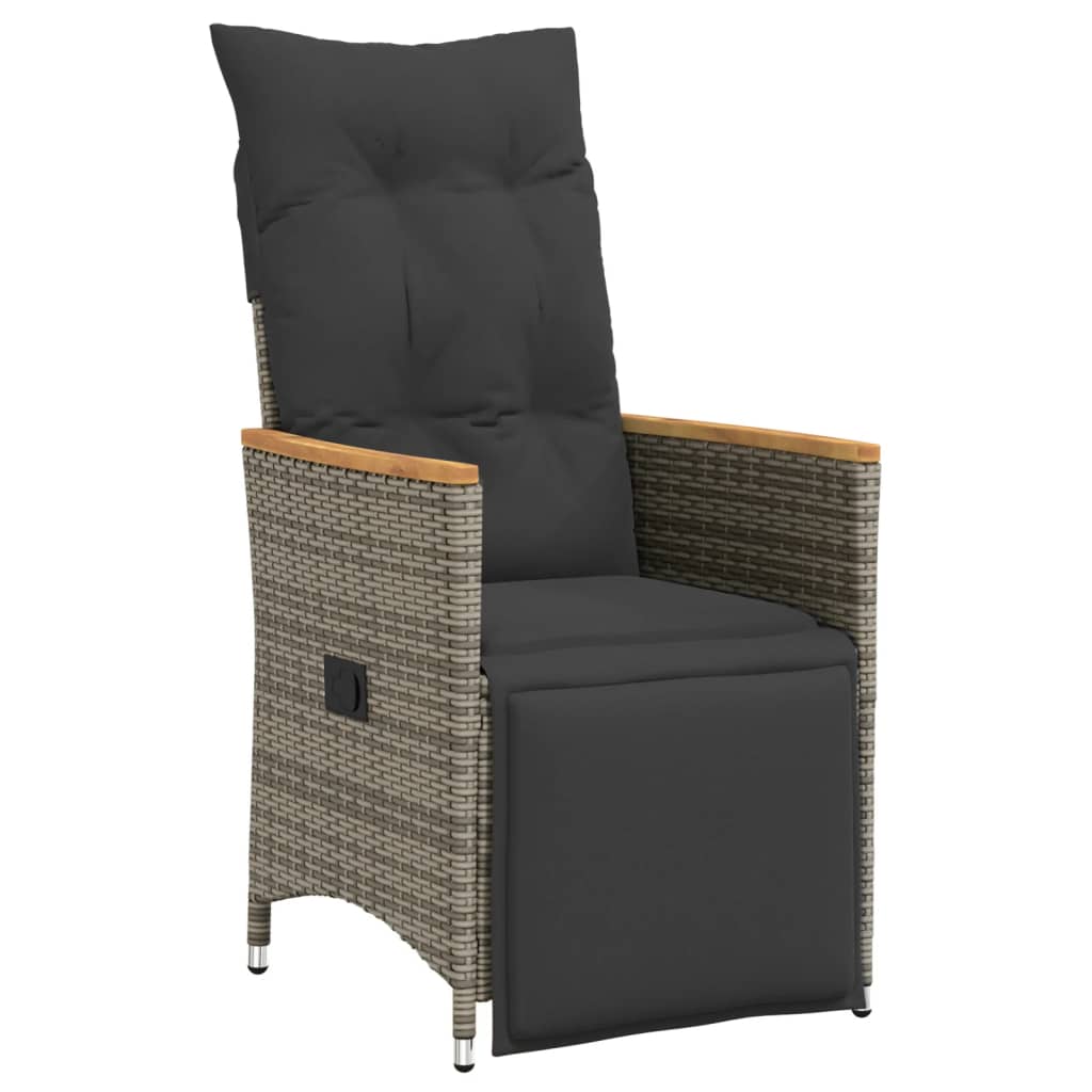 Ensemble de bistro de jardin 5 pcs coussins gris poly rotin