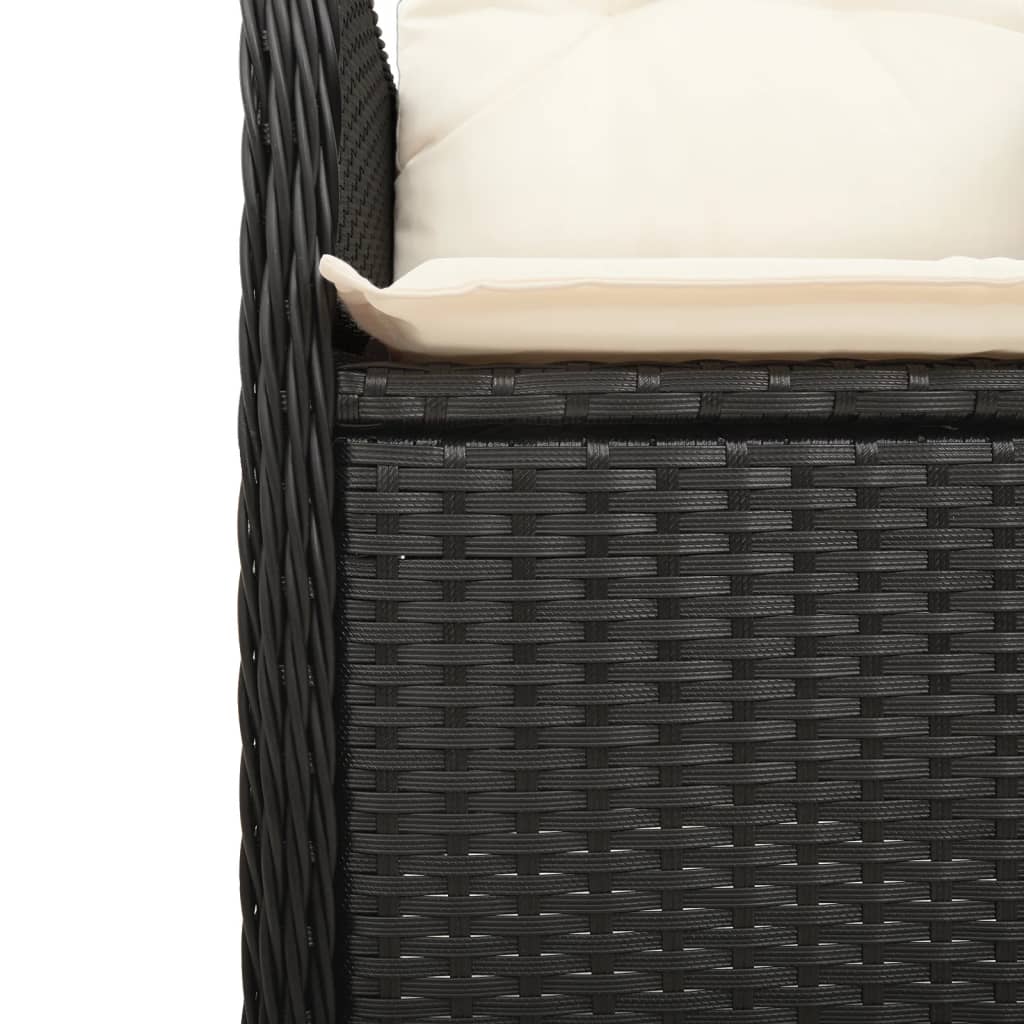 Ensemble de bistro de jardin 5 pcs coussins noir poly rotin