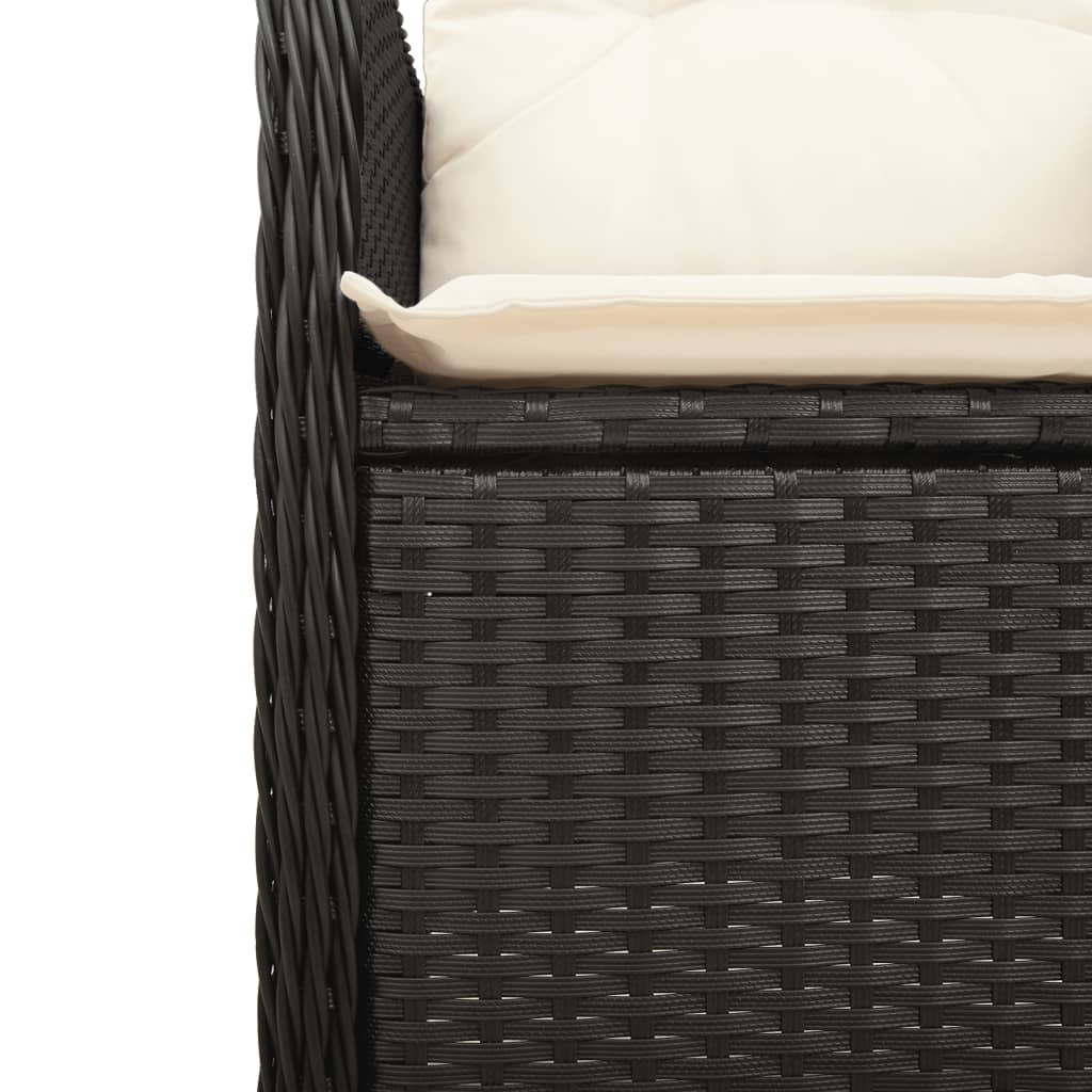 Ensemble de bistro de jardin 7 pcs coussins noir poly rotin