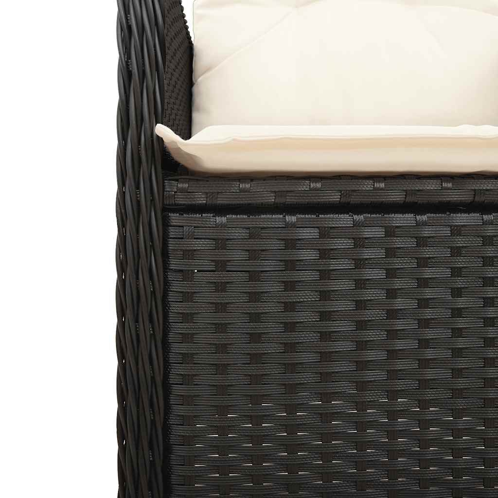 Ensemble de bistro de jardin 7 pcs coussins noir poly rotin