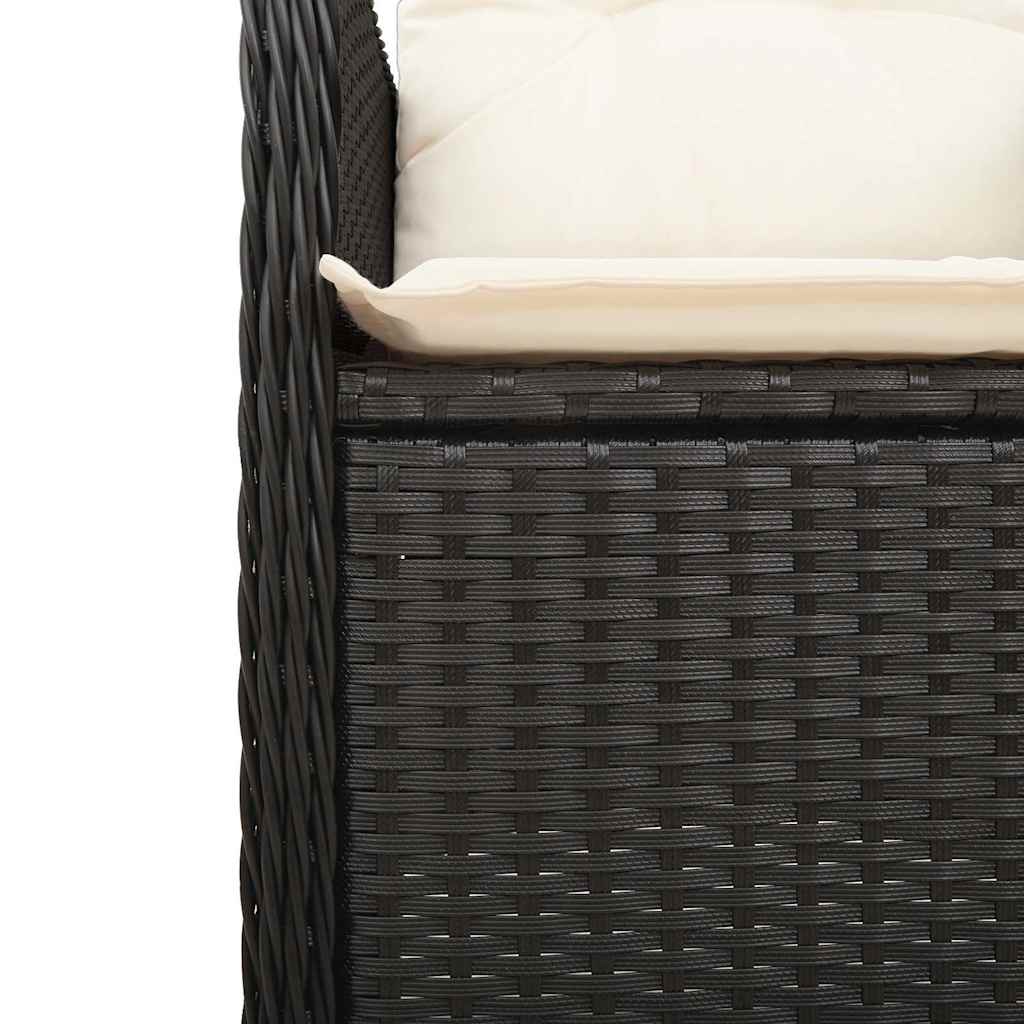Ensemble de bistro de jardin 7 pcs coussins noir poly rotin
