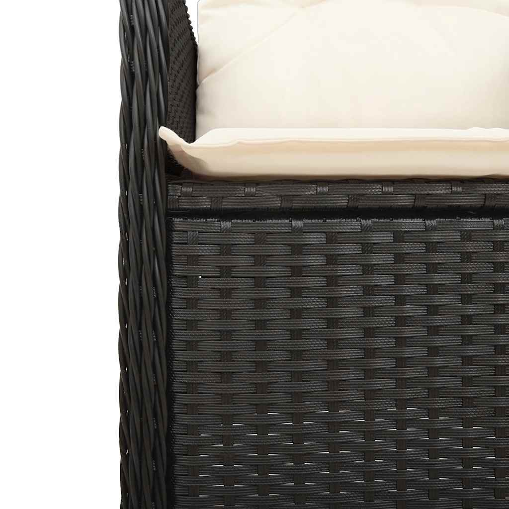 Ensemble de bistro de jardin 7 pcs coussins noir poly rotin