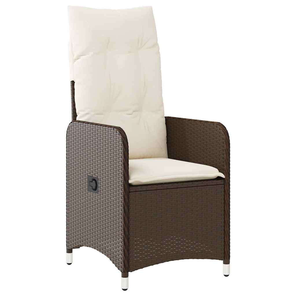 Ensemble de bistro de jardin 3 pcs coussins marron poly rotin