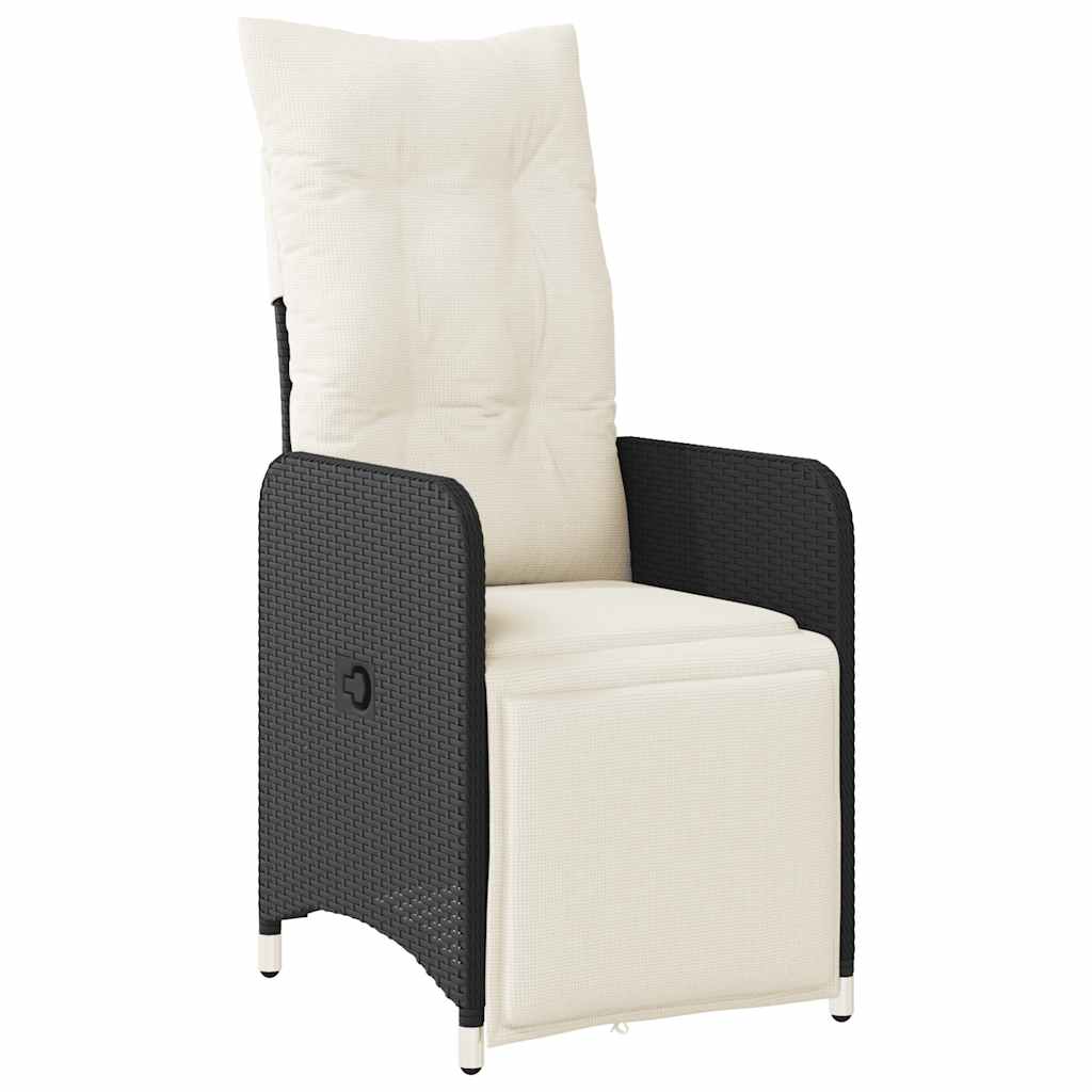 Ensemble de bistro de jardin 3 pcs coussins noir poly rotin
