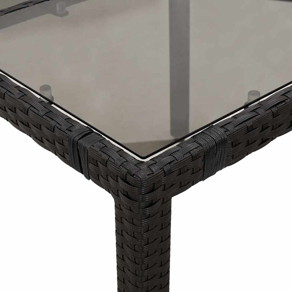 Ensemble de bistro de jardin 3 pcs coussins noir poly rotin