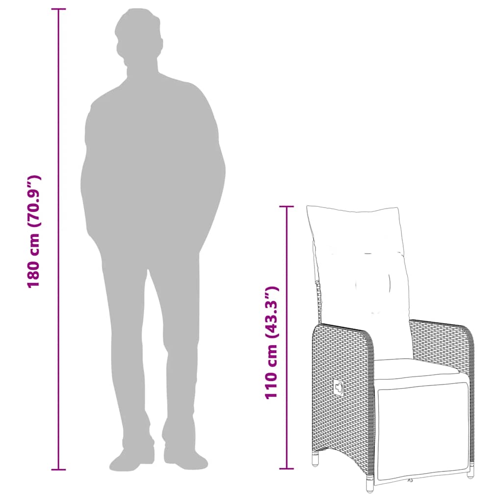 Ensemble de bistro de jardin 7 pcs coussins noir poly rotin