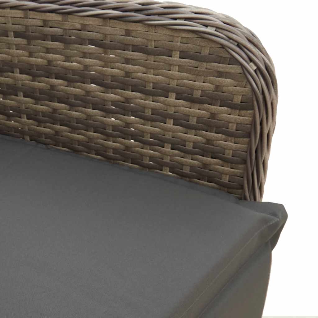 Ensemble de bistro de jardin 3 pcs coussins gris poly rotin