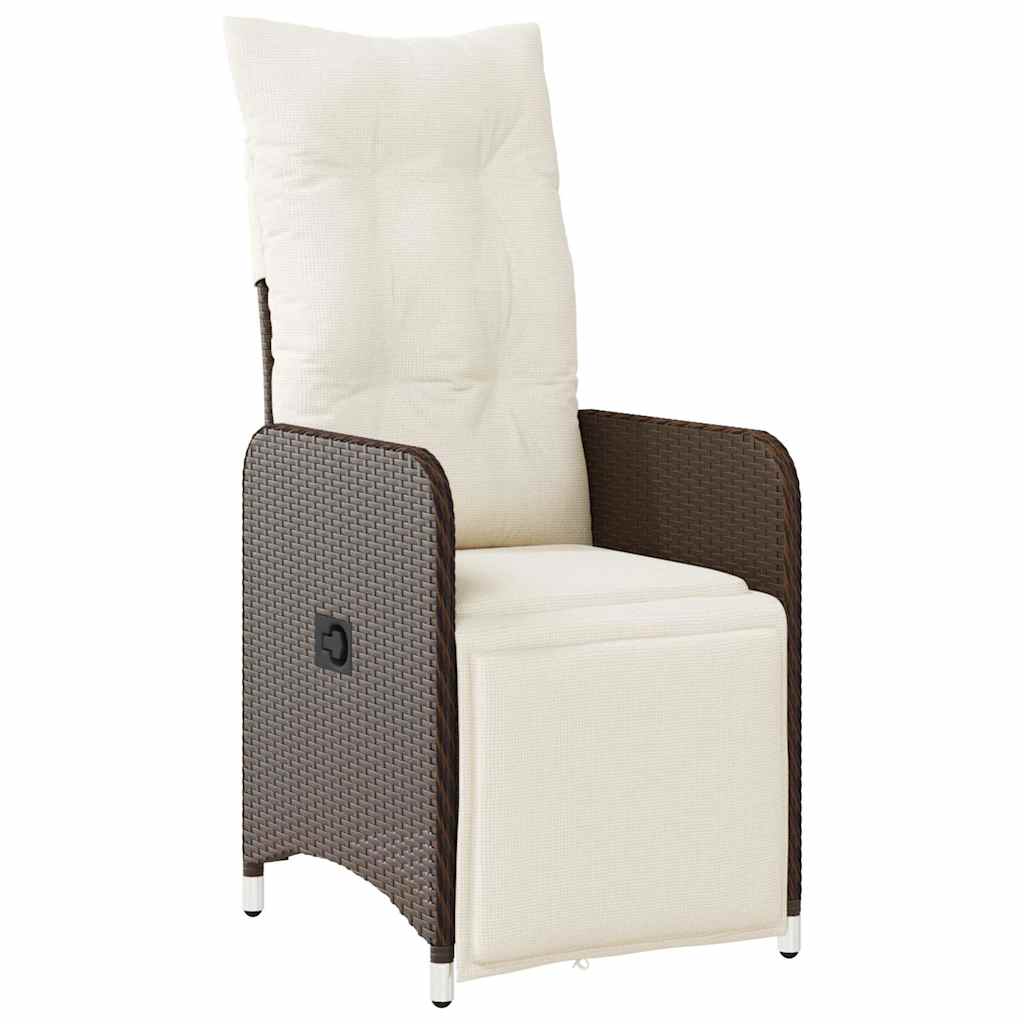 Ensemble de bistro de jardin 7 pcs coussins marron poly rotin