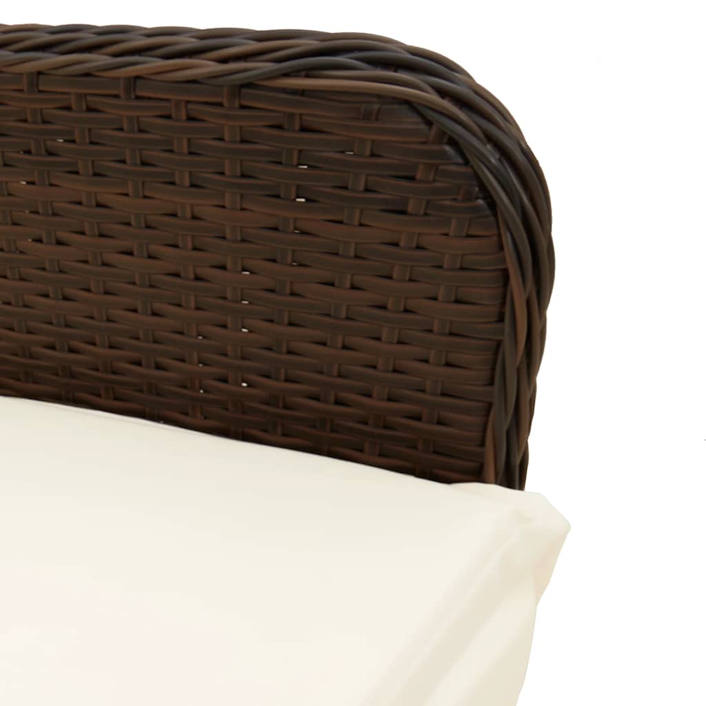 Ensemble de bistro de jardin 7 pcs coussins marron poly rotin