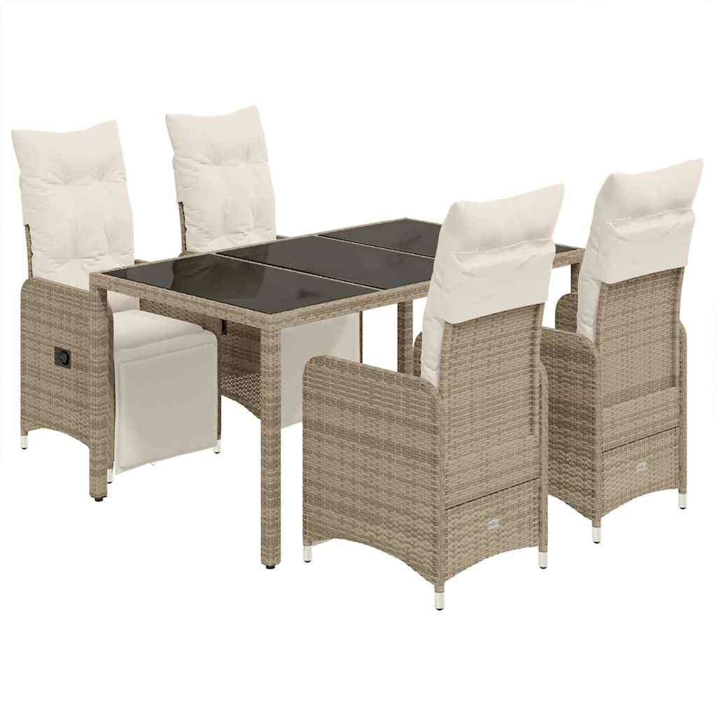Ensemble de bistro de jardin 5 pcs coussins marron poly rotin - XIOS