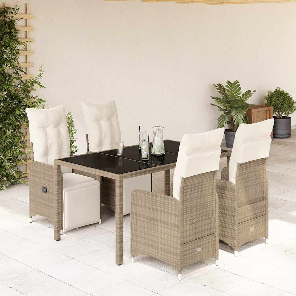 Ensemble de bistro de jardin 5 pcs coussins marron poly rotin - XIOS
