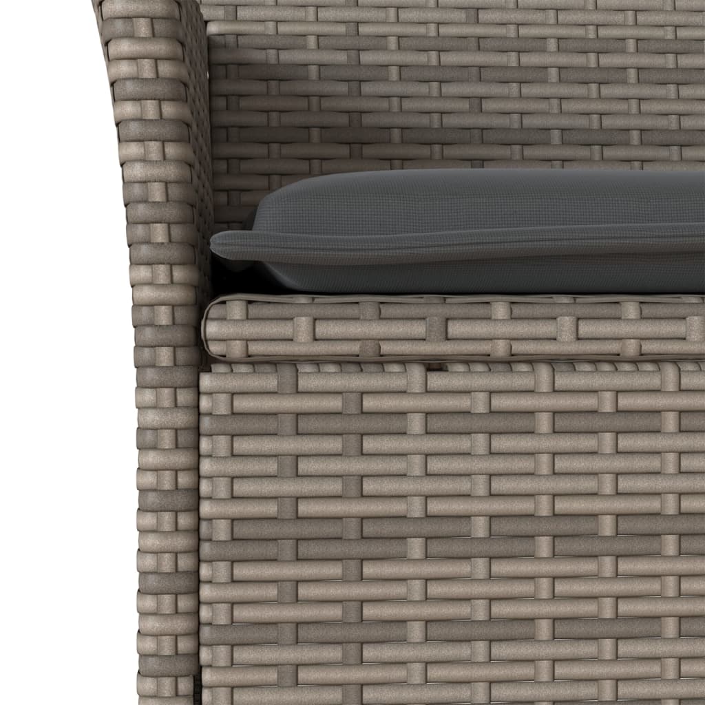 Ensemble à manger de jardin et coussins 3 pcs gris rotin verre - XIOS