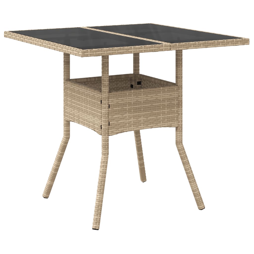Ensemble à manger de jardin et coussins 3 pcs beige rotin verre
