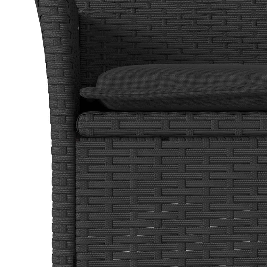 Ensemble à manger de jardin et coussins 7pcs noir rotin acacia - XIOS