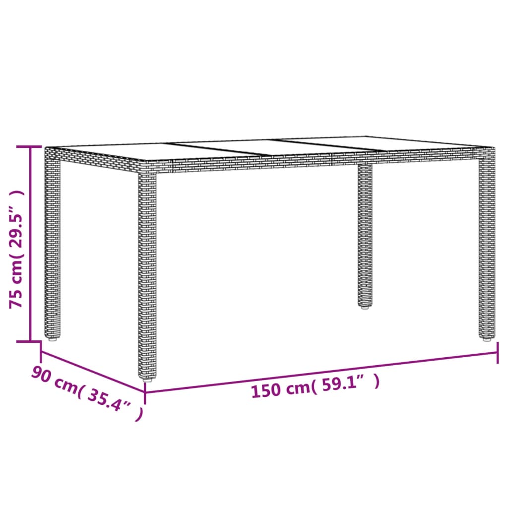 Ensemble à manger de jardin et coussins 7pcs noir rotin acacia - XIOS