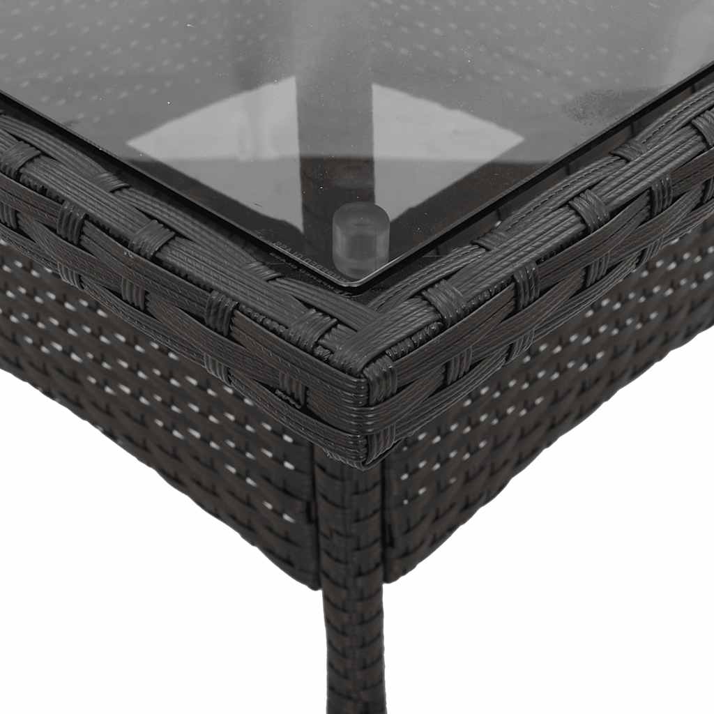 Ensemble à manger de jardin et coussins 3 pcs noir rotin verre