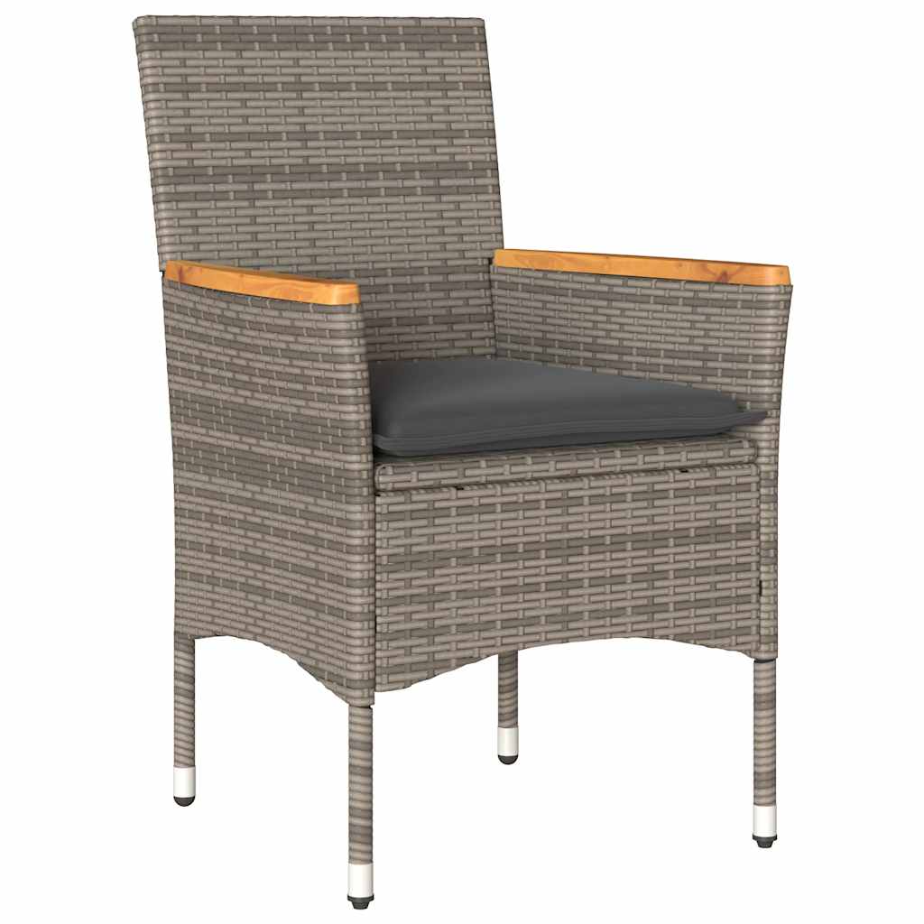 Ensemble à manger de jardin et coussins 5 pcs gris rotin acacia