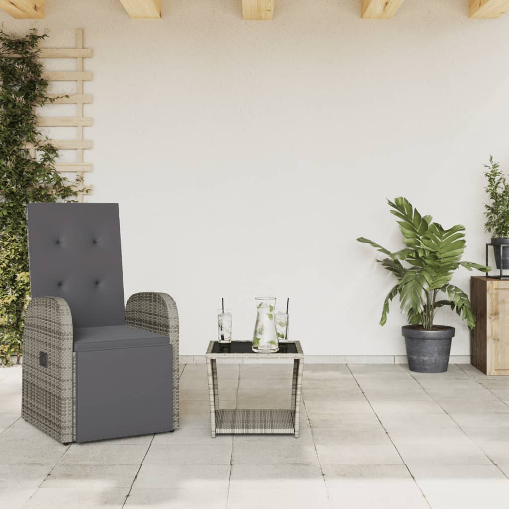 Ensemble à manger de jardin et coussins 2 pcs gris rotin