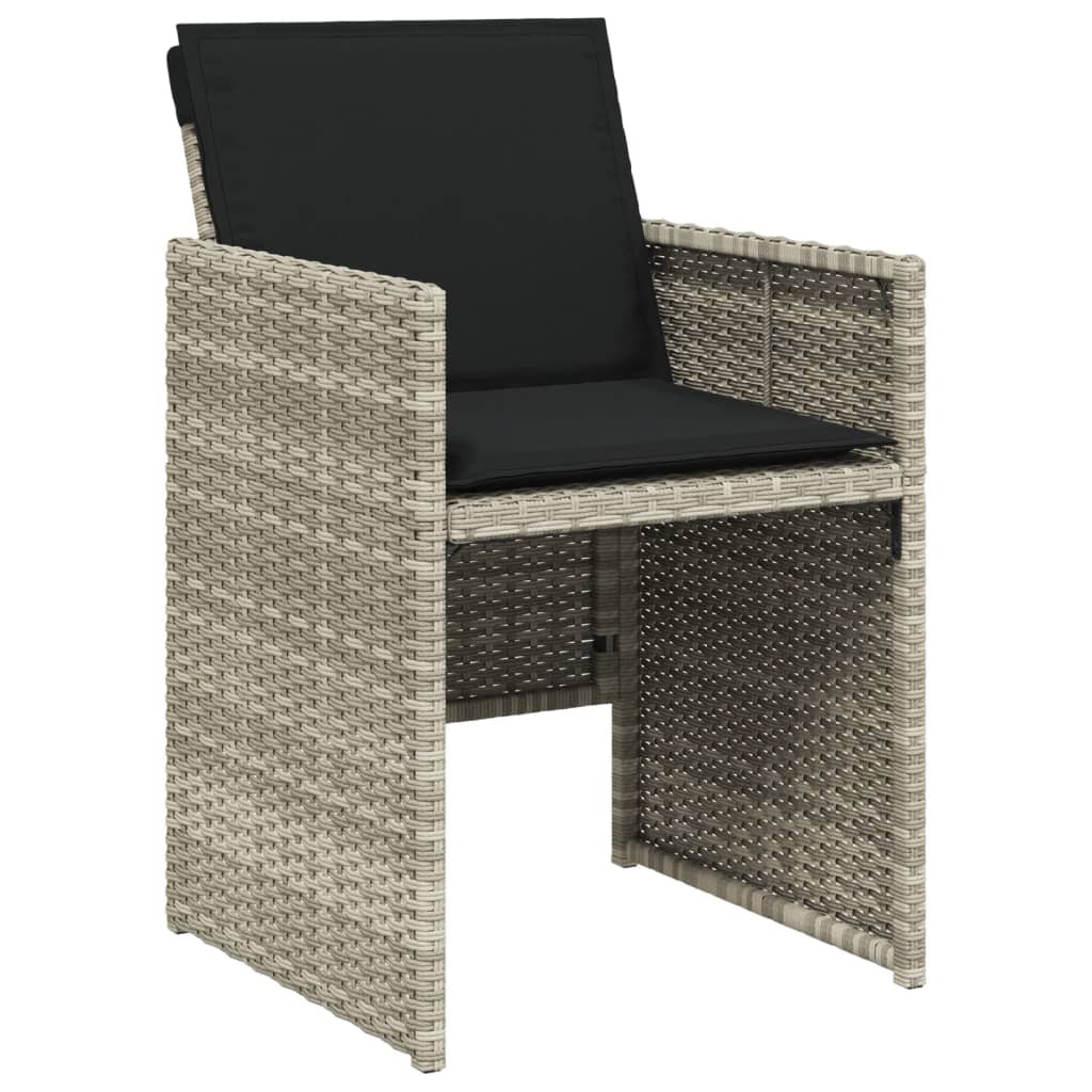 Ensemble à manger de jardin et coussins 7 pcs gris clair rotin