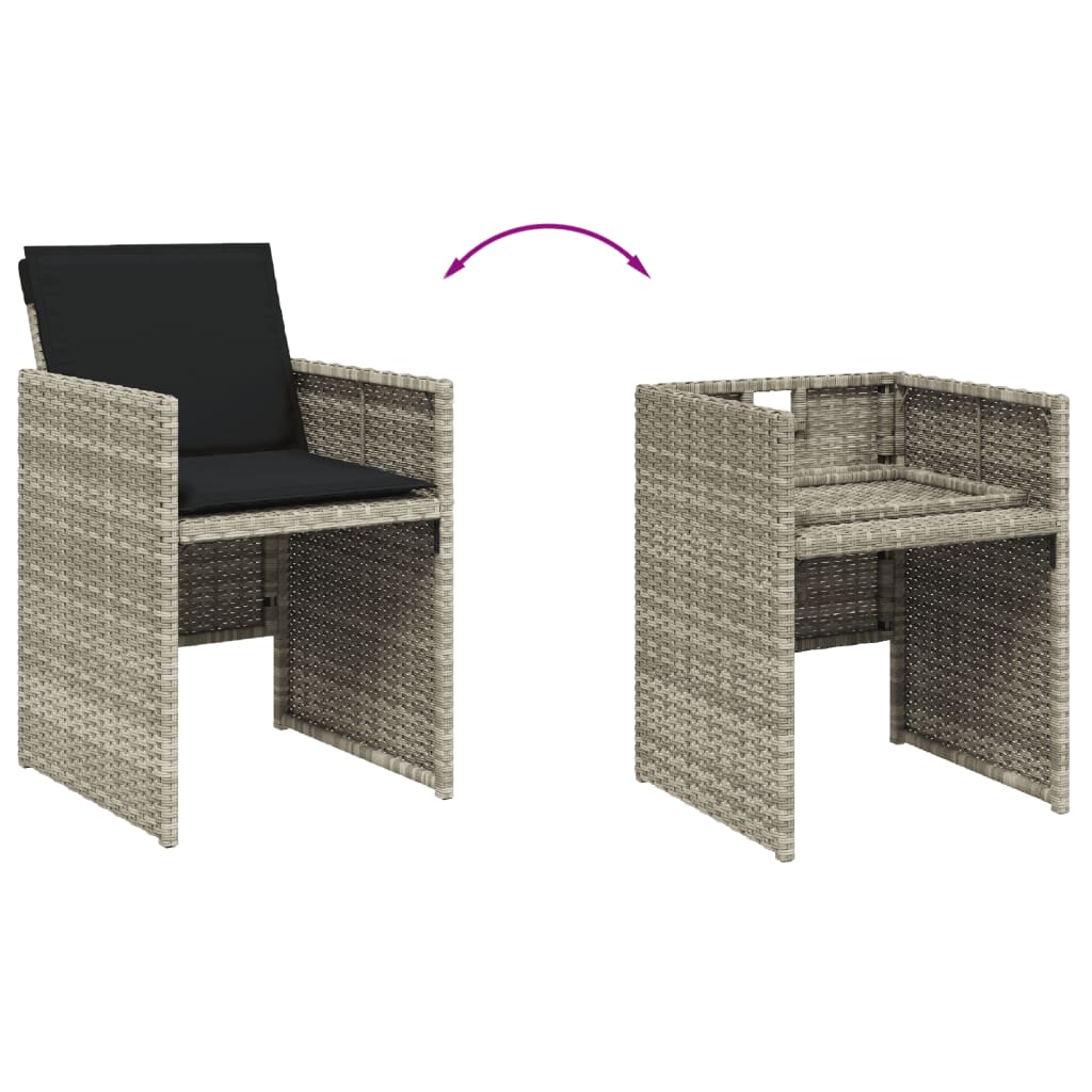 Ensemble à manger de jardin et coussins 7 pcs gris clair rotin
