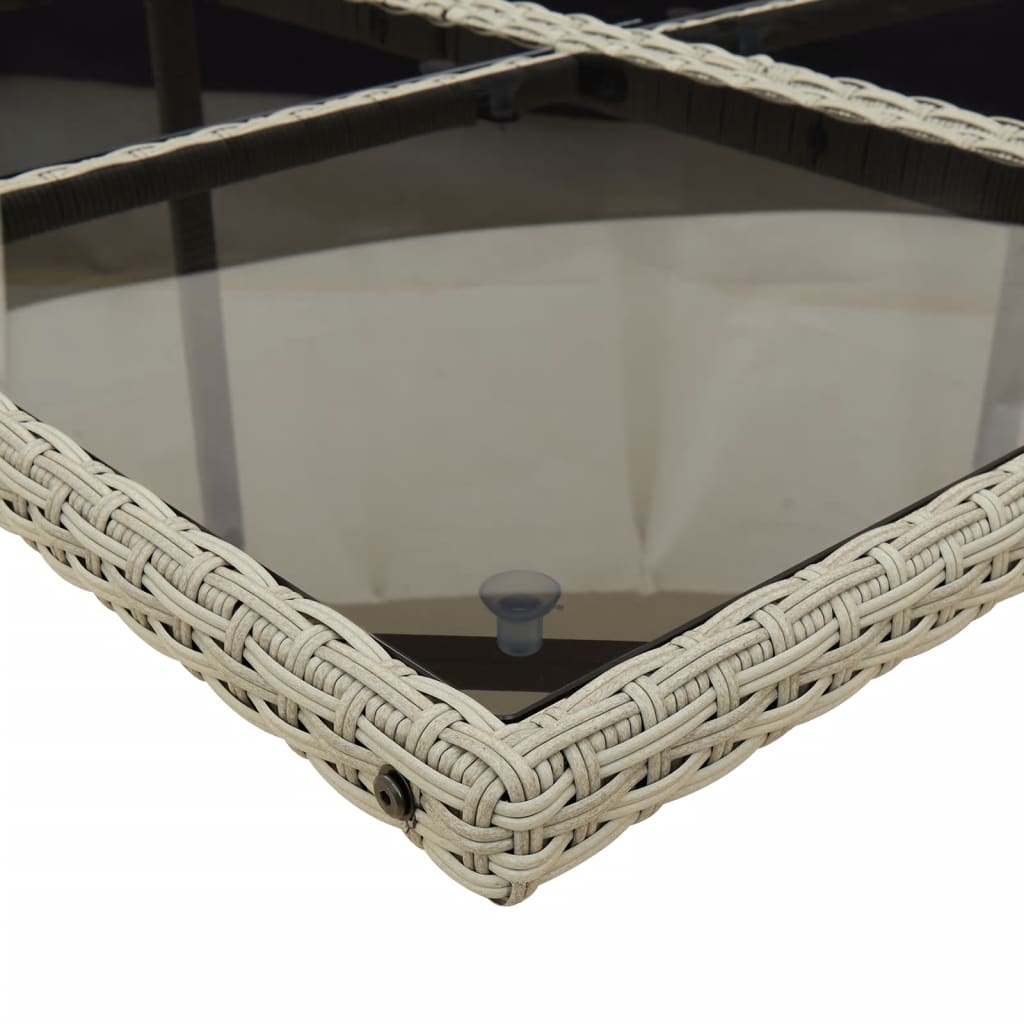 Ensemble à manger de jardin et coussins 7 pcs gris clair rotin