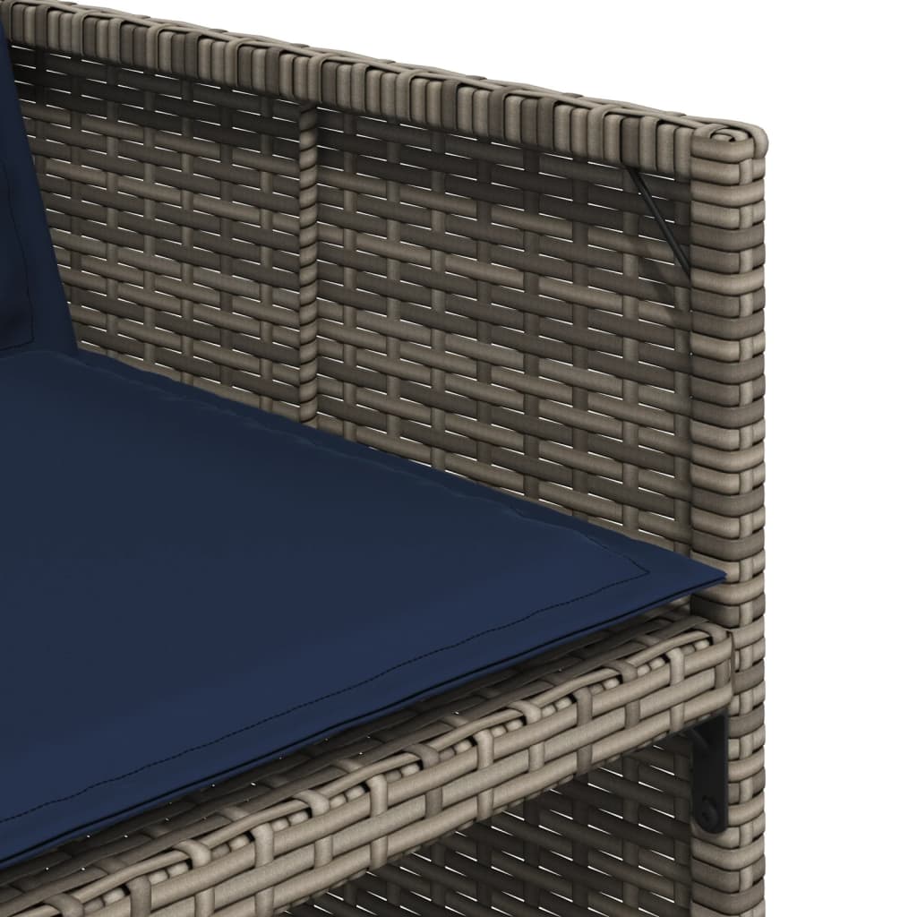 Ensemble à manger de jardin 7 pcs coussins gris résine tressée