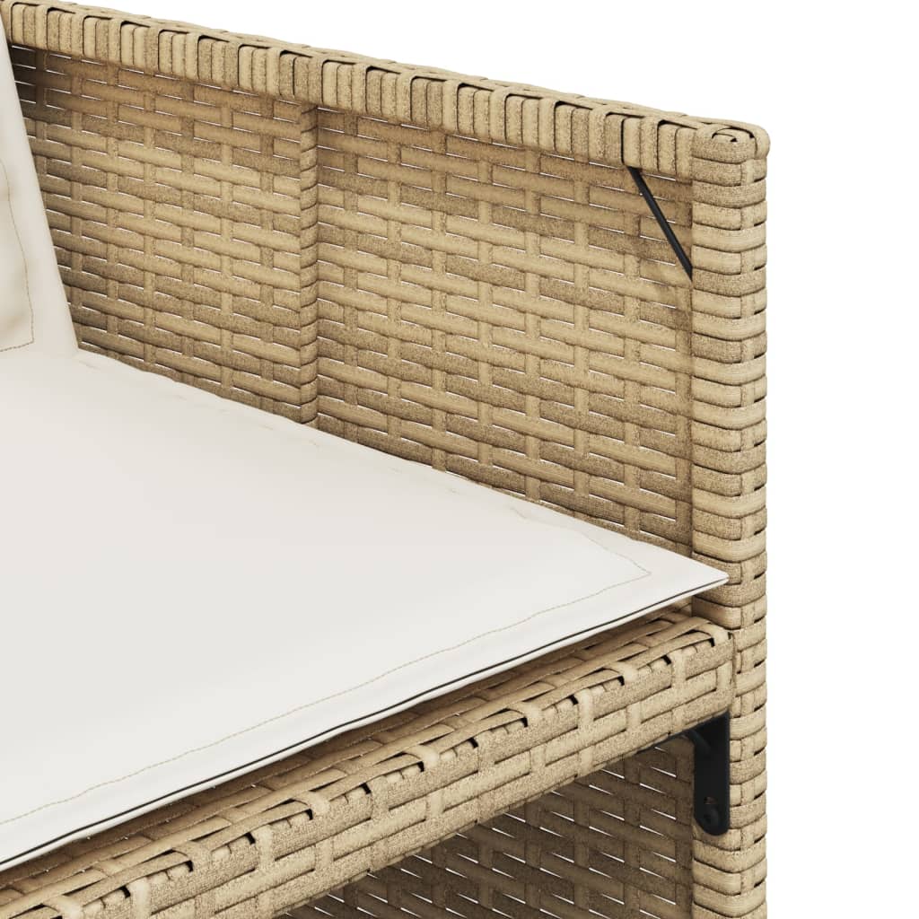 Ensemble à manger de jardin et coussins 9 pcs beige Poly rotin