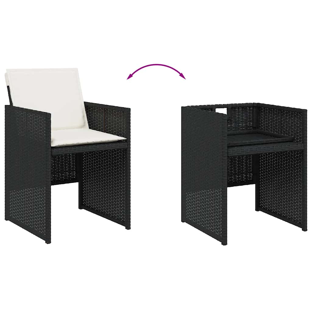 Ensemble à manger de jardin 11 pcs coussins noir résine tressée