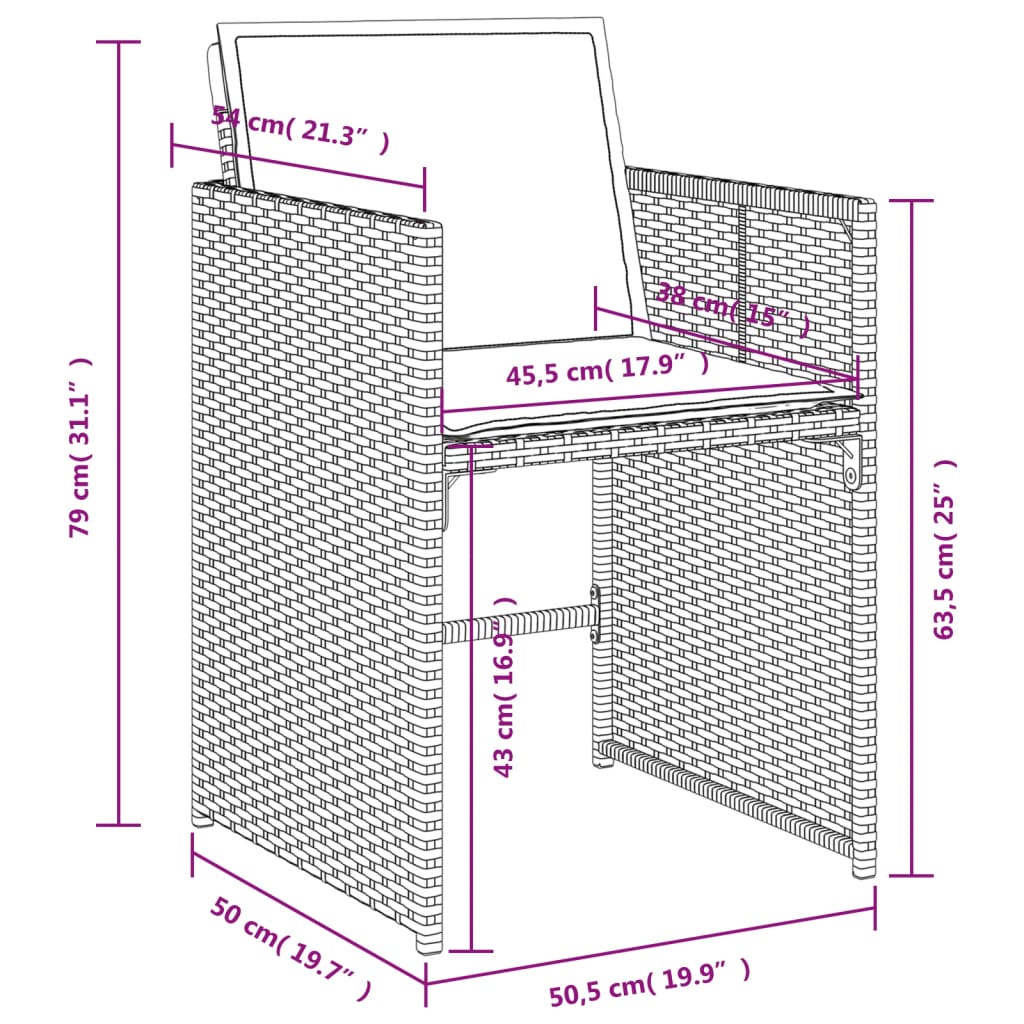 Ensemble à manger de jardin et coussins 5 pcs gris clair rotin