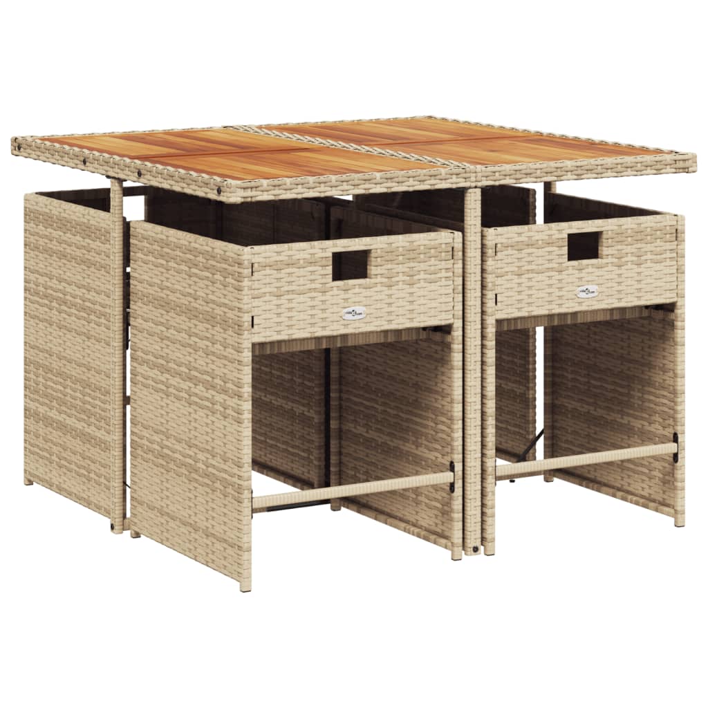 Ensemble à manger de jardin avec coussins 5pcs Beige poly rotin - XIOS