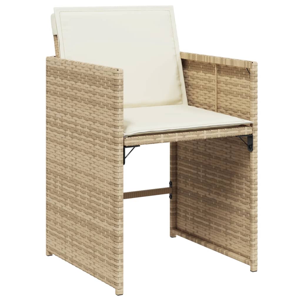 Ensemble à manger de jardin avec coussins 5pcs Beige poly rotin - XIOS
