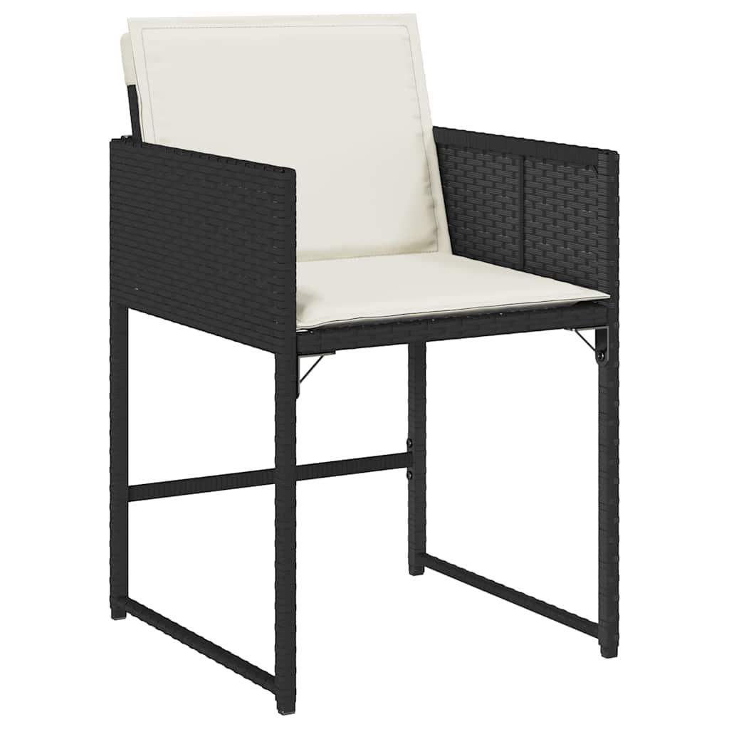 Ensemble à manger de jardin 9pcs coussins noir résine tressée