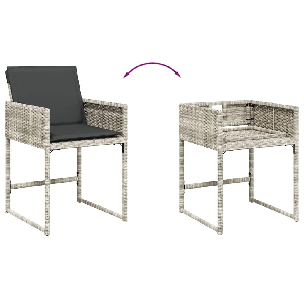Ensemble à manger de jardin 11pcs avec coussins gris poly rotin