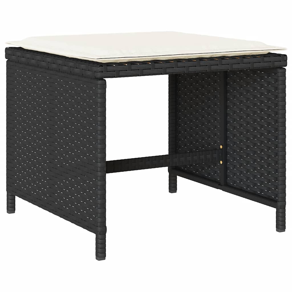 Ensemble à manger de jardin 15 pcs coussins noir résine tressée - XIOS