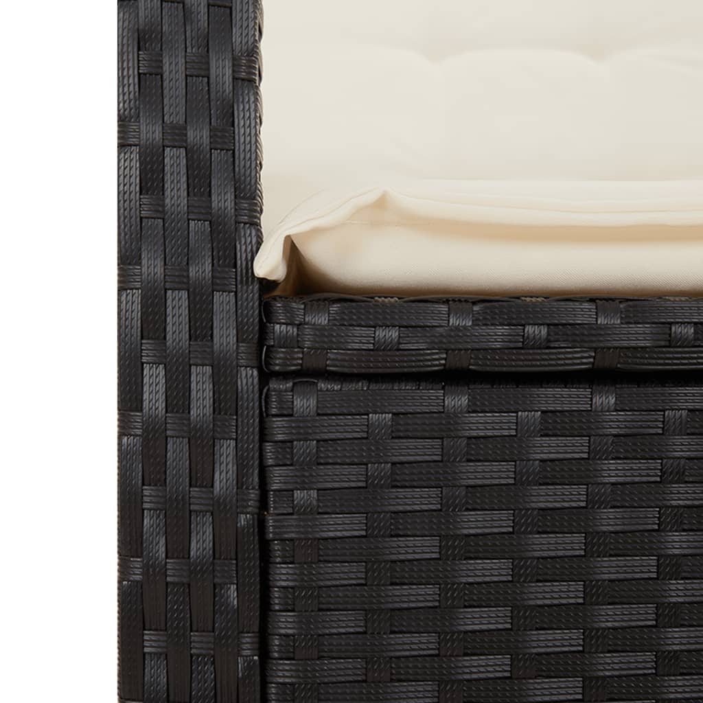 Ensemble à manger de jardin coussins 5pcs Noir Résine tressée