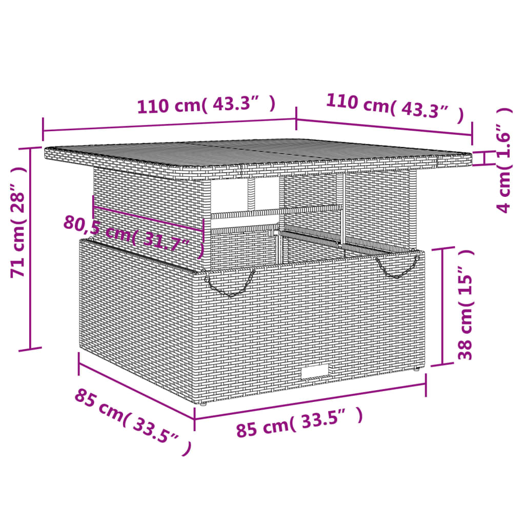 Ensemble à manger de jardin 4 pcs avec coussins noir